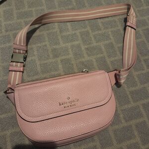 Kate Spade Pink Crossbody Bag with Striped Strap